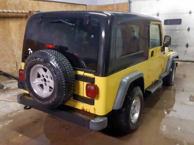 1J4FA49S84P802757 - 2004 JEEP WRANGLER / YELLOW photo 4