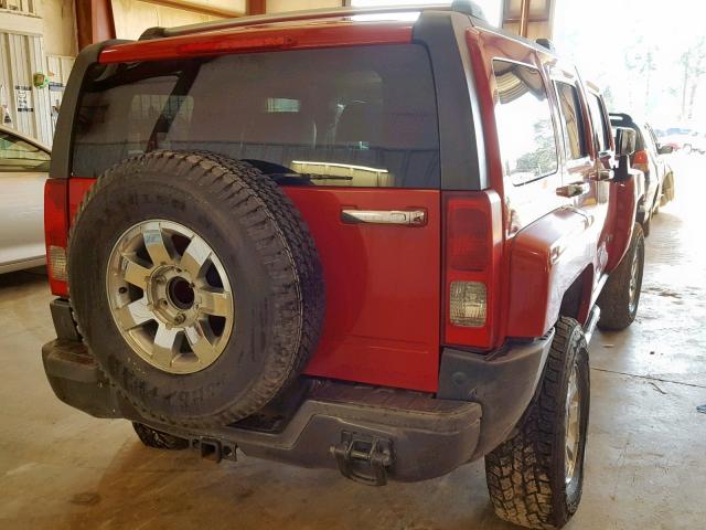 5GTEN13E688165836 - 2008 HUMMER H3 RED photo 4