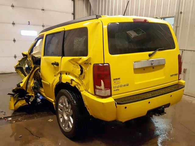 1D4PU6GX5AW175158 - 2010 DODGE NITRO DETO YELLOW photo 3