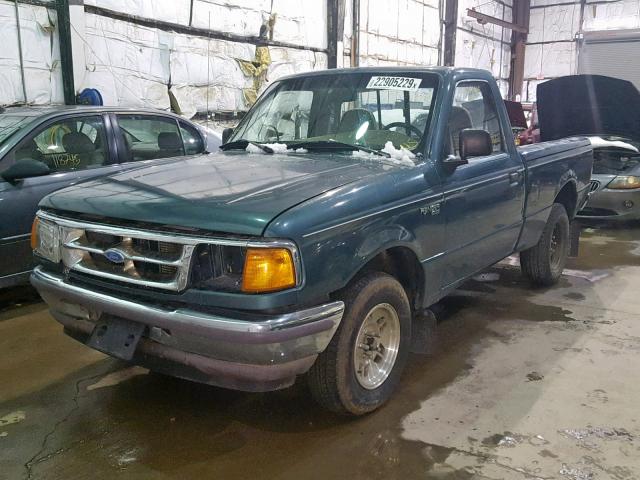 1FTCR10A0VTA40554 - 1997 FORD RANGER GREEN photo 2