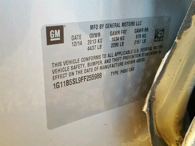 1G11B5SL9FF255988 - 2015 CHEVROLET MALIBU LS SILVER photo 10