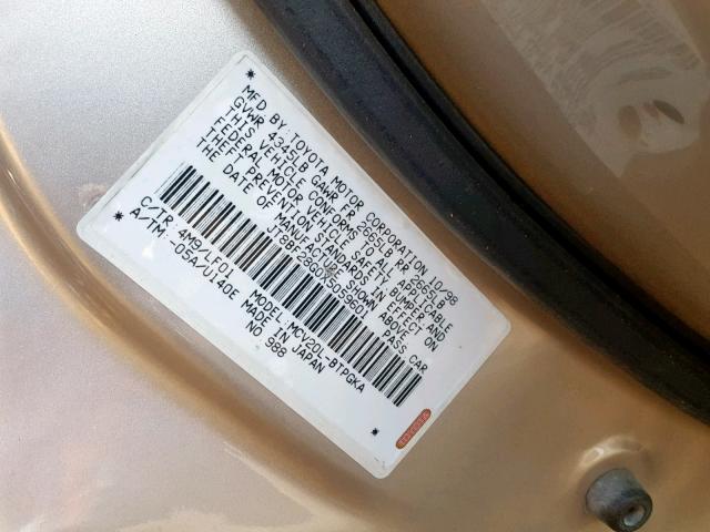 JT8BF28G0X5059601 - 1999 LEXUS ES 300 金色 照片 10