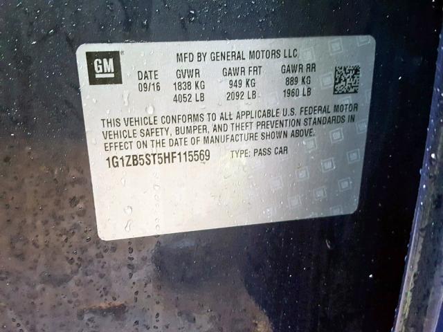 1G1ZB5ST5HF115569 - 2017 CHEVROLET MALIBU LS Mavi foto 10