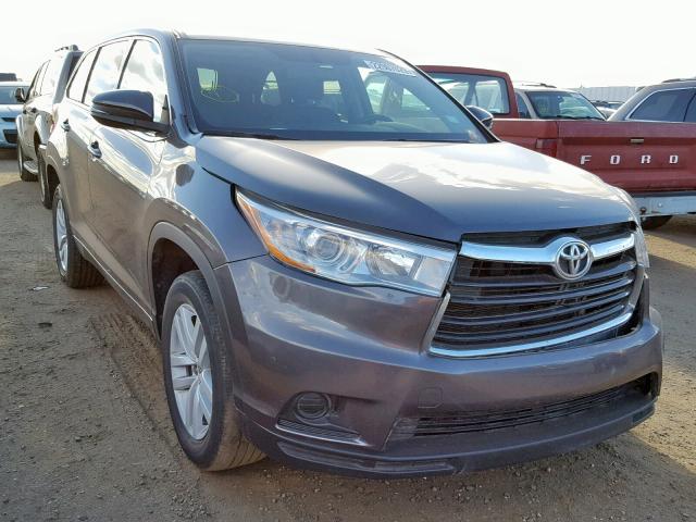 5TDZARFH3FS016186 - 2015 TOYOTA HIGHLANDER GRAY photo 1