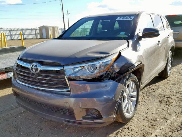 5TDZARFH3FS016186 - 2015 TOYOTA HIGHLANDER GRAY photo 2