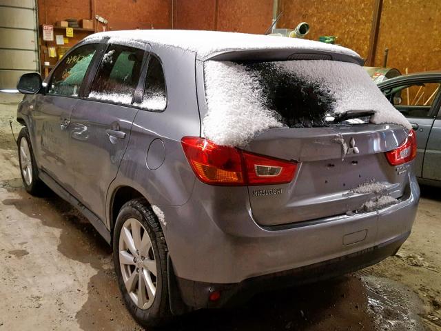 4A4AR3AU0EE032950 - 2014 MITSUBISHI OUTLANDER GRAY photo 3