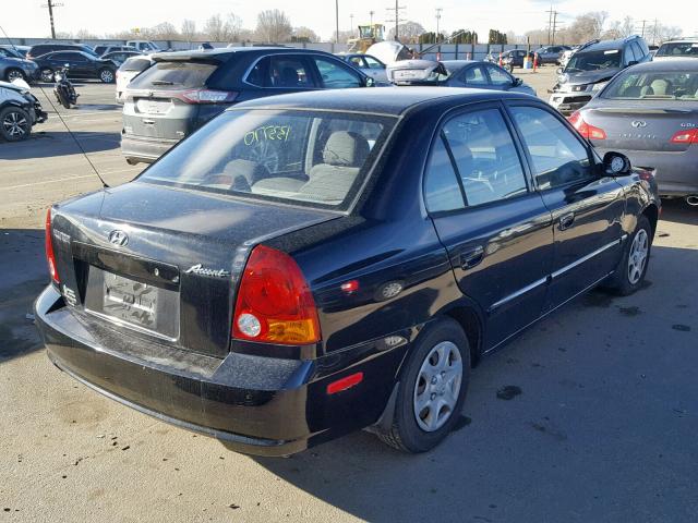 KMHCG45C55U591747 - 2005 HYUNDAI ACCENT GL BLACK photo 4