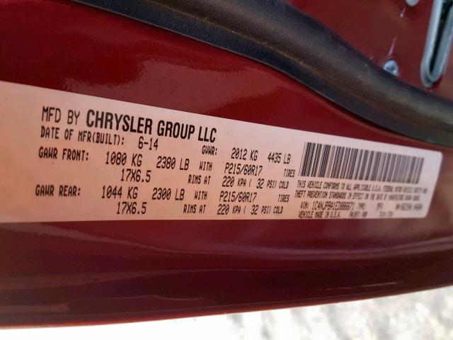 1C4NJPBA1ED886671 - 2014 JEEP PATRIOT SP 栗色 照片 10