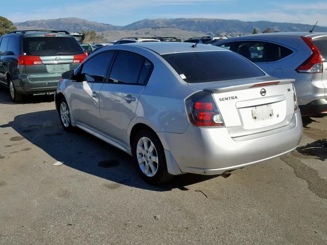 3N1AB6AP2CL764150 - 2012 NISSAN SENTRA 2.0 SILVER photo 3