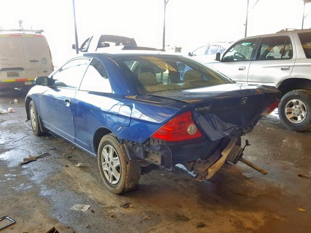 1HGEM22375L029208 - 2005 HONDA CIVIC DX V BLUE photo 3