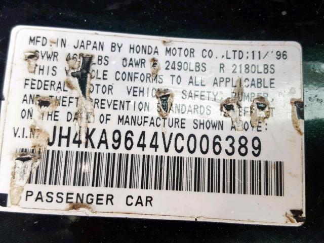 JH4KA9644VC006389 - 1997 ACURA 3.5RL GREEN photo 10