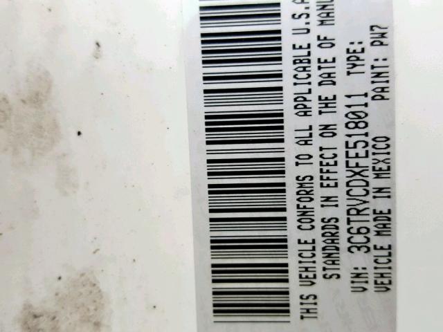 3C6TRVCDXFE518011 - 2015 RAM PROMASTER თეთრი ფოტო 10