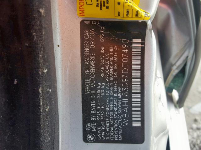 WBAHL83597DT07490 - 2007 BMW ALPINA B7 SILVER photo 10