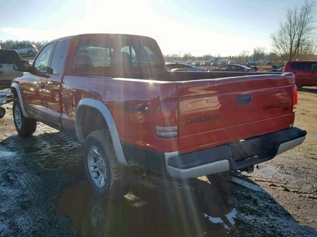 1D7HG42N34S508249 - 2004 DODGE DAKOTA SLT RED photo 3