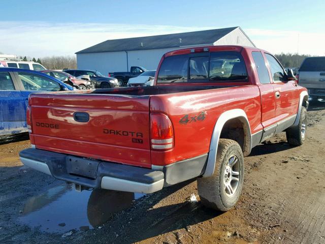 1D7HG42N34S508249 - 2004 DODGE DAKOTA SLT RED photo 4