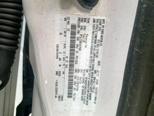 1FADP3K21EL115537 - 2014 FORD FOCUS SE თეთრი ფოტო 10