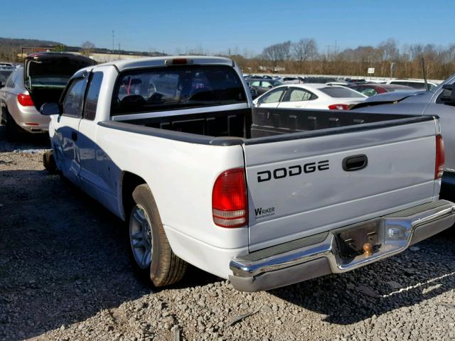 1B7GL22N21S226735 - 2001 DODGE DAKOTA WHITE photo 3