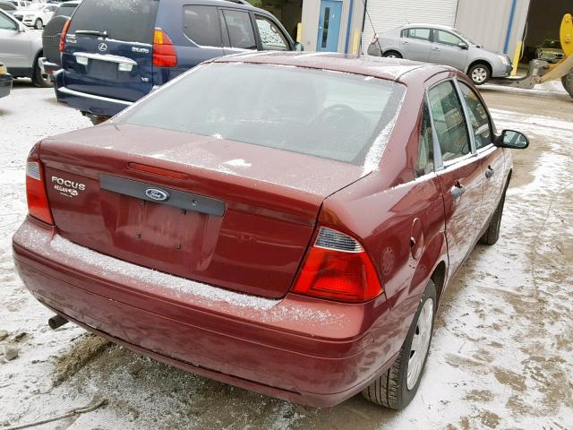 1FAFP34N67W338884 - 2007 FORD FOCUS ZX4 BURGUNDY photo 4