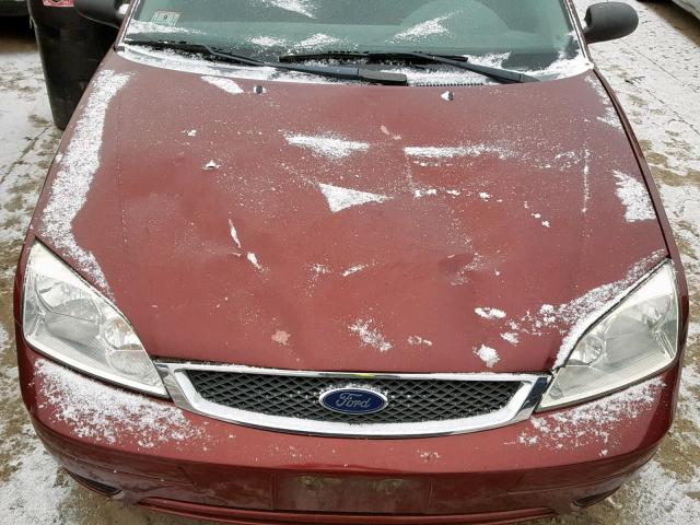 1FAFP34N67W338884 - 2007 FORD FOCUS ZX4 BURGUNDY photo 7