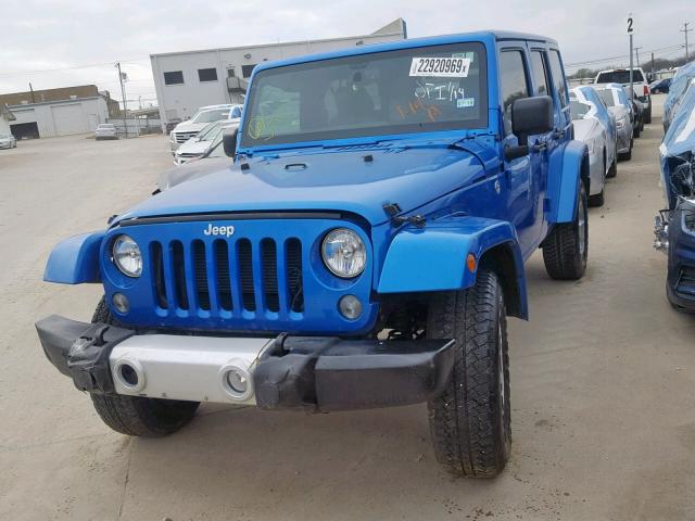 1C4BJWEG9FL755587 - 2015 JEEP WRANGLER U BLUE photo 2