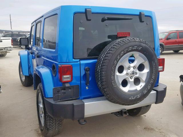 1C4BJWEG9FL755587 - 2015 JEEP WRANGLER U BLUE photo 3