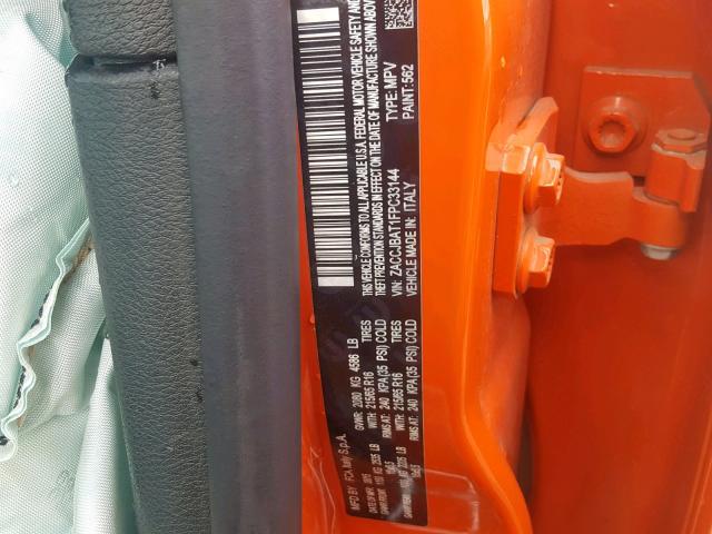 ZACCJBAT1FPC33144 - 2015 JEEP RENEGADE S ORANGE photo 10