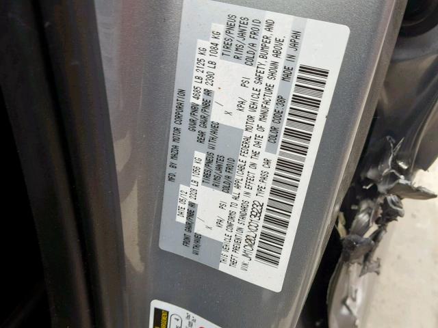 JM1CW2CLXC0139232 - 2012 MAZDA 5 GRAY photo 10