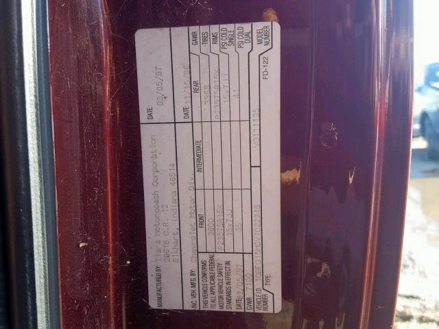 1GBFG15M0V1022948 - 1997 CHEVROLET EXPRESS G1 BURGUNDY photo 10