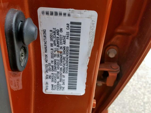 5Y2SL62804Z400809 - 2004 PONTIAC VIBE ORANGE photo 10