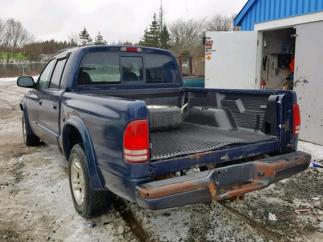 1D7HL38N93S211319 - 2003 DODGE DAKOTA QUA BLUE photo 3