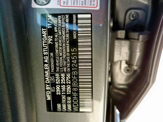 WDDHF8JB0FB124515 - 2015 MERCEDES-BENZ E 350 4MAT GRAY photo 10