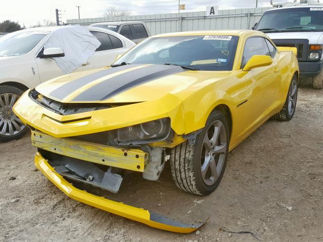 2G1FK1EJ2D9221521 - 2013 CHEVROLET CAMARO 2SS YELLOW photo 2