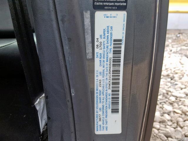 3VWCK31C35M405031 - 2005 VOLKSWAGEN NEW BEETLE GRAY photo 10