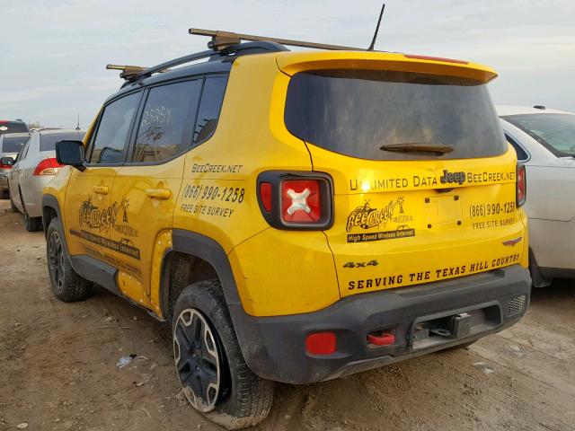 ZACCJBCT4GPD44706 - 2016 JEEP RENEGADE T YELLOW photo 3