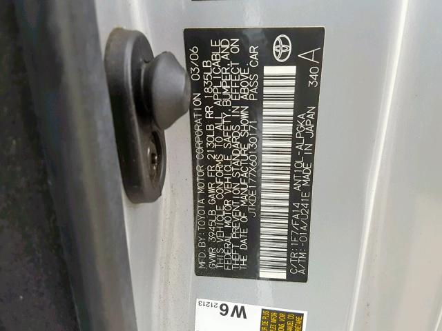 JTKDE177X60130171 - 2006 TOYOTA SCION TC Gümüş foto 10