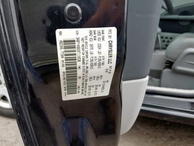 3A8FY48B28T110538 - 2008 CHRYSLER PT CRUISER BLACK photo 10