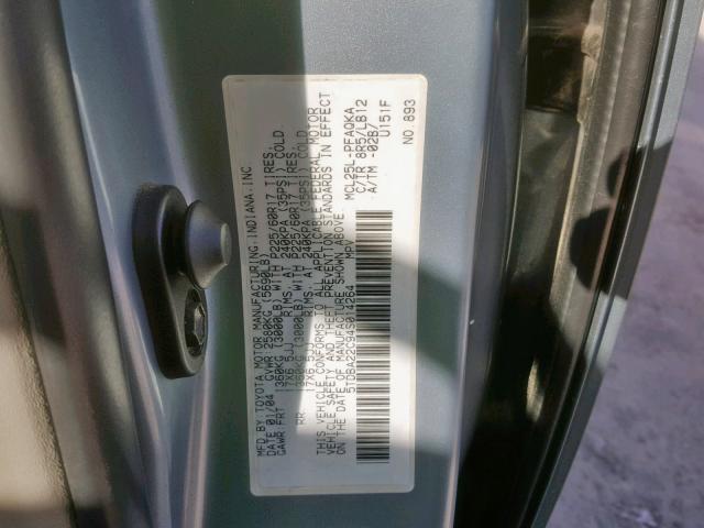 5TDBA22C94S014264 - 2004 TOYOTA SIENNA XLE BLUE photo 10