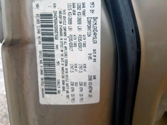 2A4GM68426R667660 - 2006 CHRYSLER PACIFICA T GOLD photo 10