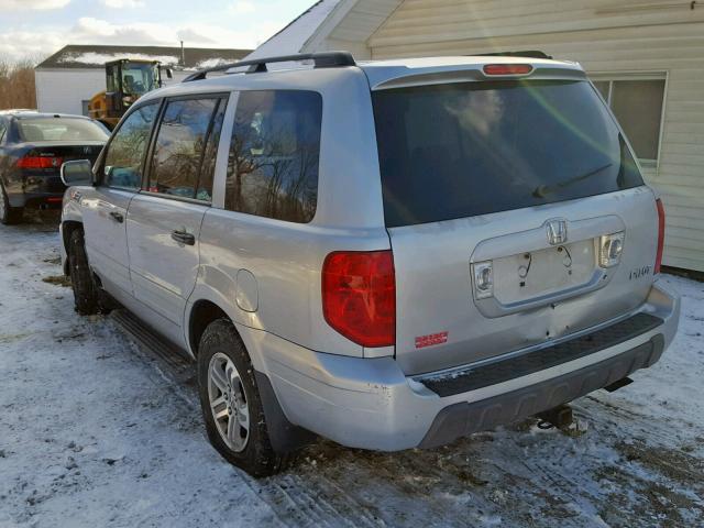 2HKYF18705H546512 - 2005 HONDA PILOT EXL SILVER photo 3