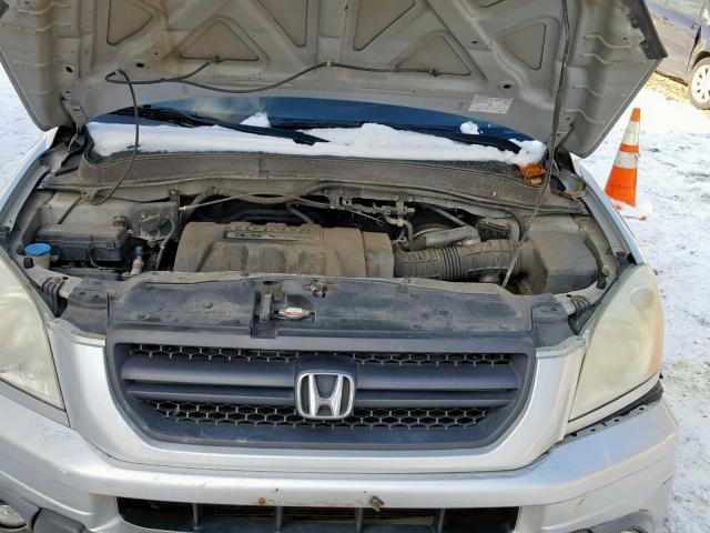 2HKYF18705H546512 - 2005 HONDA PILOT EXL SILVER photo 7