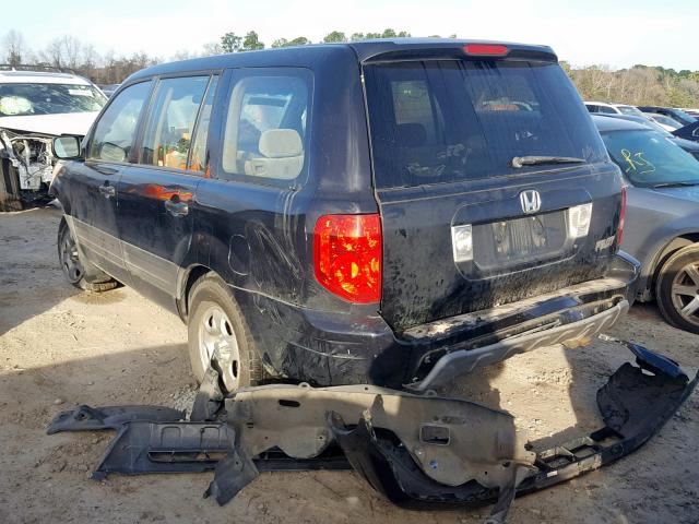 2HKYF18125H549956 - 2005 HONDA PILOT LX BLACK photo 3