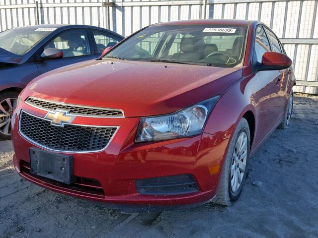 1G1PF5S95B7278689 - 2011 CHEVROLET CRUZE LT MAROON photo 2