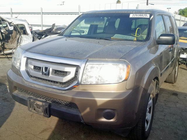 5FNYF48239B034334 - 2009 HONDA PILOT LX GOLD photo 2