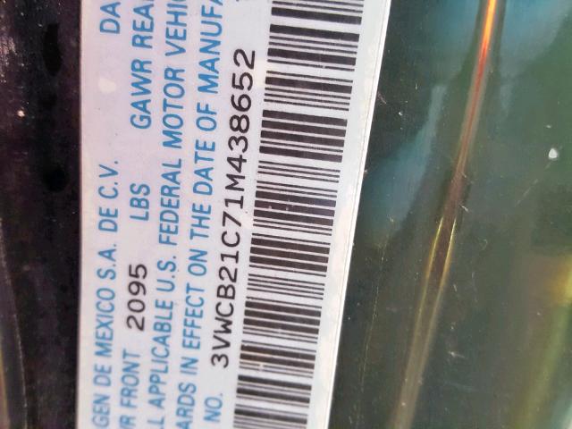 3VWCB21C71M438652 - 2001 VOLKSWAGEN NEW BEETLE 黑色 照片 10