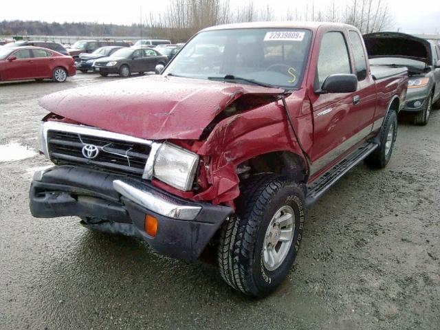 4TASM92N2WZ160309 - 1998 TOYOTA TACOMA XTR MAROON photo 2