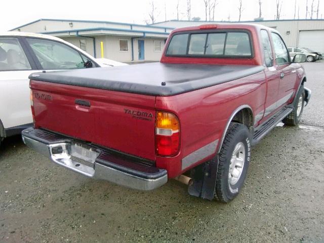 4TASM92N2WZ160309 - 1998 TOYOTA TACOMA XTR MAROON photo 4