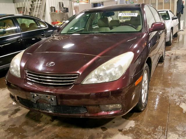 JTHBF30G330142626 - 2003 LEXUS ES 300 BURGUNDY photo 2