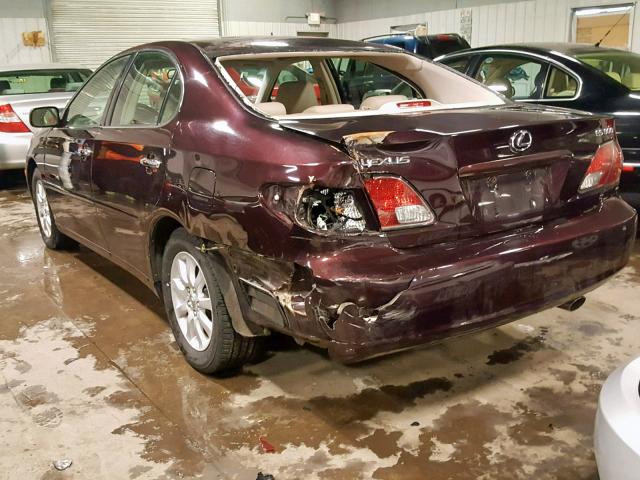 JTHBF30G330142626 - 2003 LEXUS ES 300 BURGUNDY photo 3