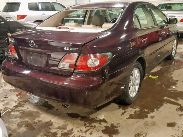 JTHBF30G330142626 - 2003 LEXUS ES 300 BURGUNDY photo 4