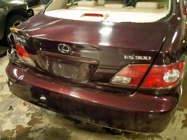 JTHBF30G330142626 - 2003 LEXUS ES 300 BURGUNDY photo 9